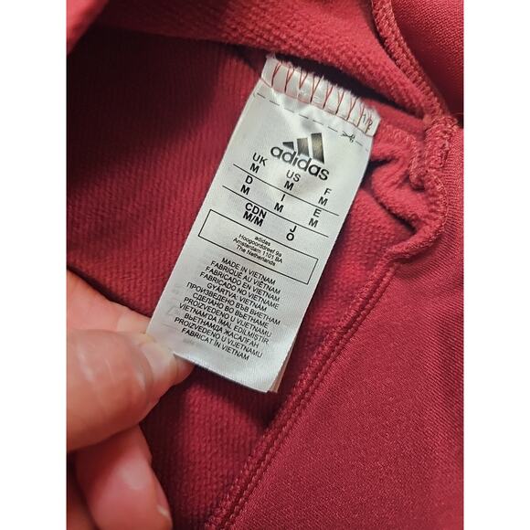 Adidas Sweatshirt Mens Medium Brick Red Hooded Pullover Aeroready Performance - Picture 5 of 8